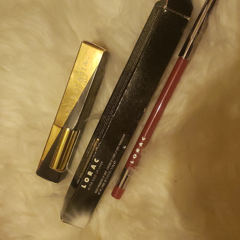 Anastasia Beverly hills dip brow gel and Lorac lip liner